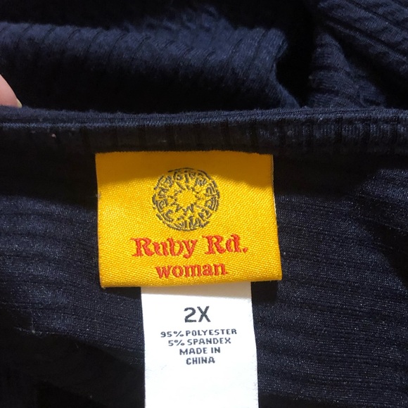 Ruby Rd. Dark Blue V-Neck Top - Picture 6 of 7